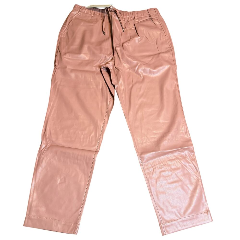 Wildfang The Empower Vegan Leather Drawstring Pants, Rose Brown, Size XL, NWT